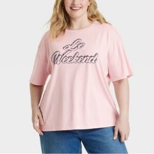 Universal Thread Le Weekend Short Sleeve Graphic T-Shirt - Size XXL - Pink - NWT
